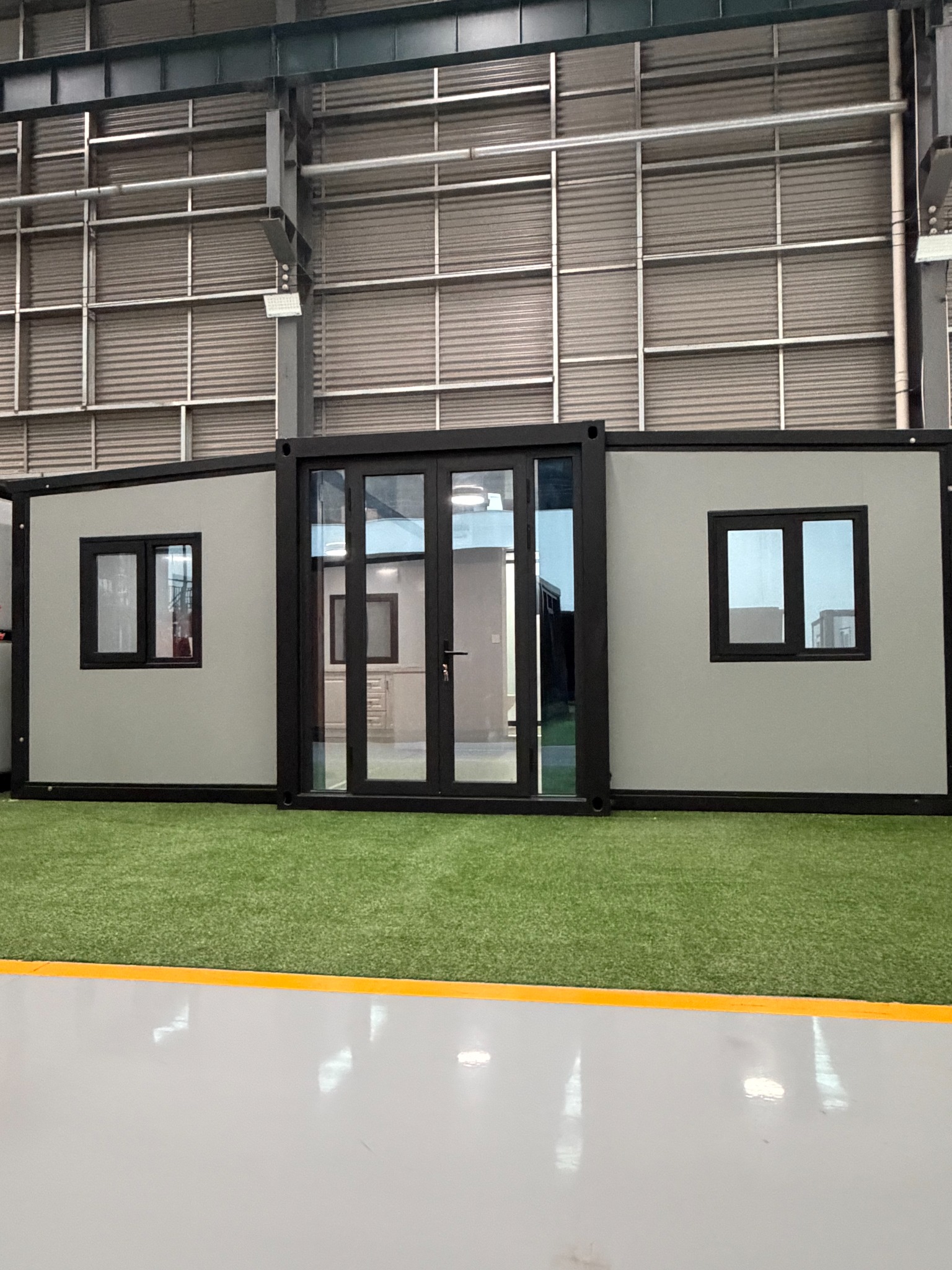 Real expandable container house front exterior