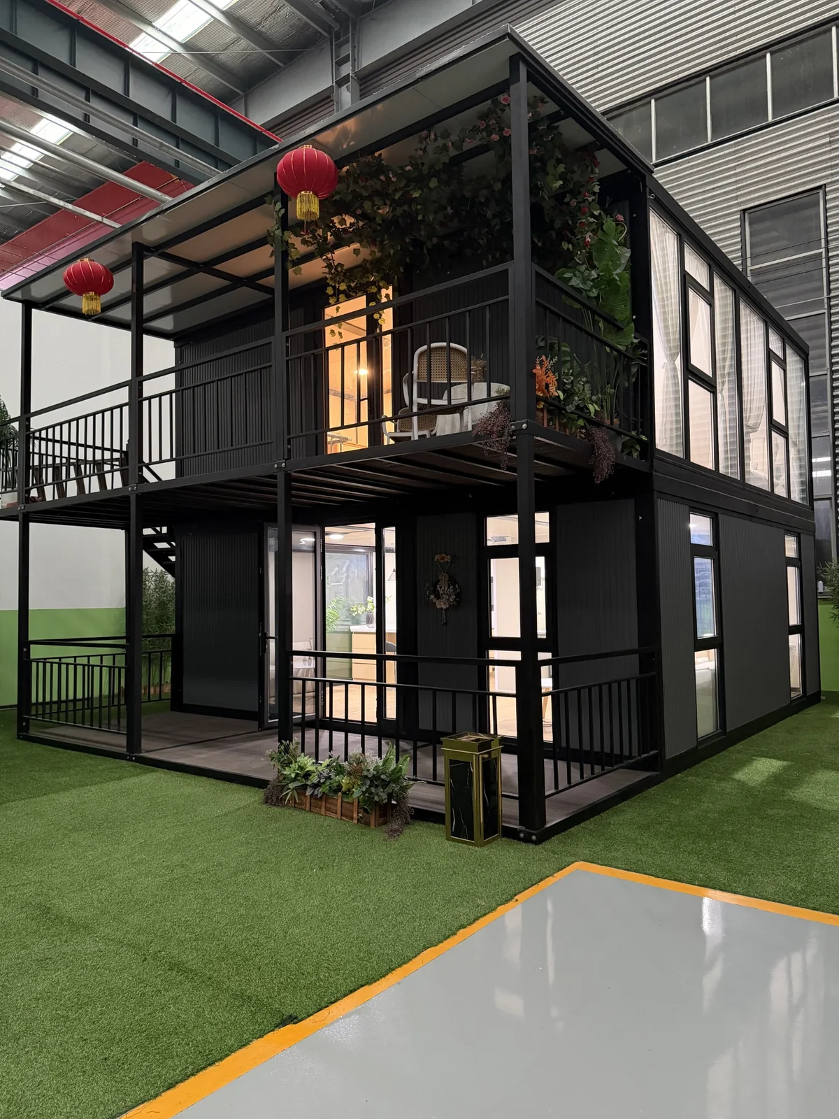 Real double-storey custom expandable container house with balcony