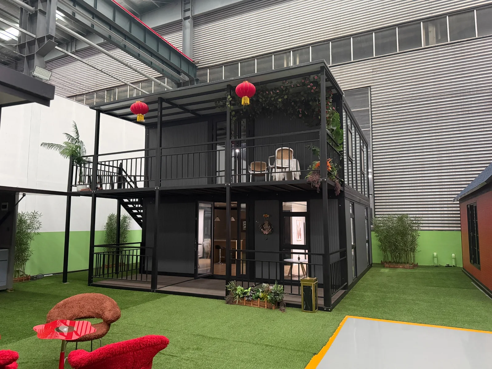 Wide front view of double-storey custom expandable house