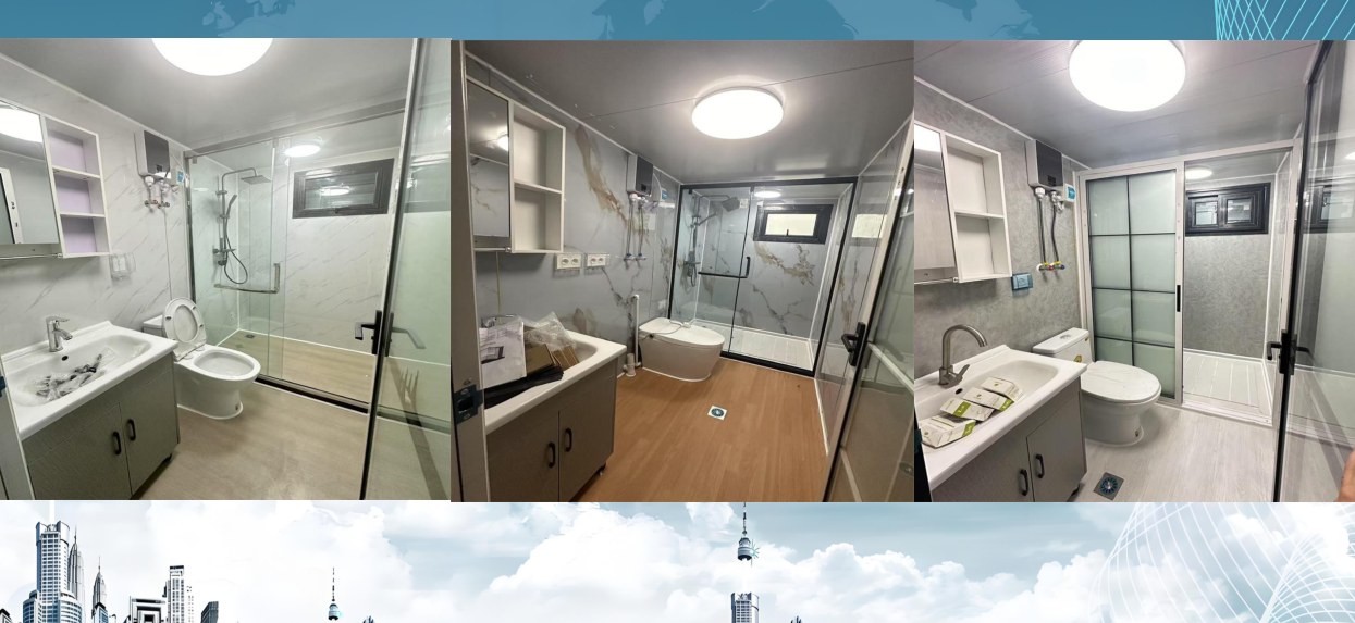 Expandable container house bathroom options